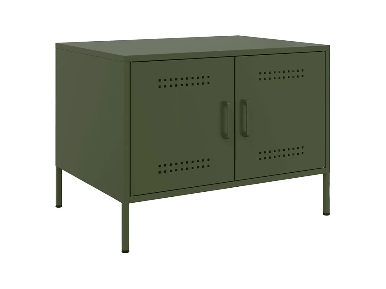 Table basse vert olive 68x50x50,5 cm acier
