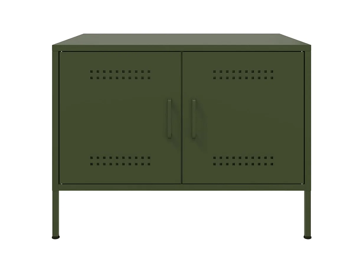 Table basse vert olive 68x50x50,5 cm acier