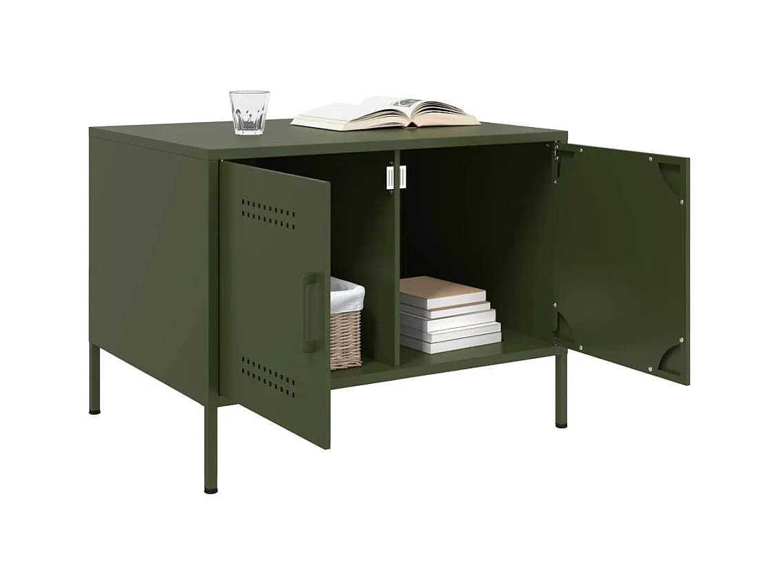 Table basse vert olive 68x50x50,5 cm acier