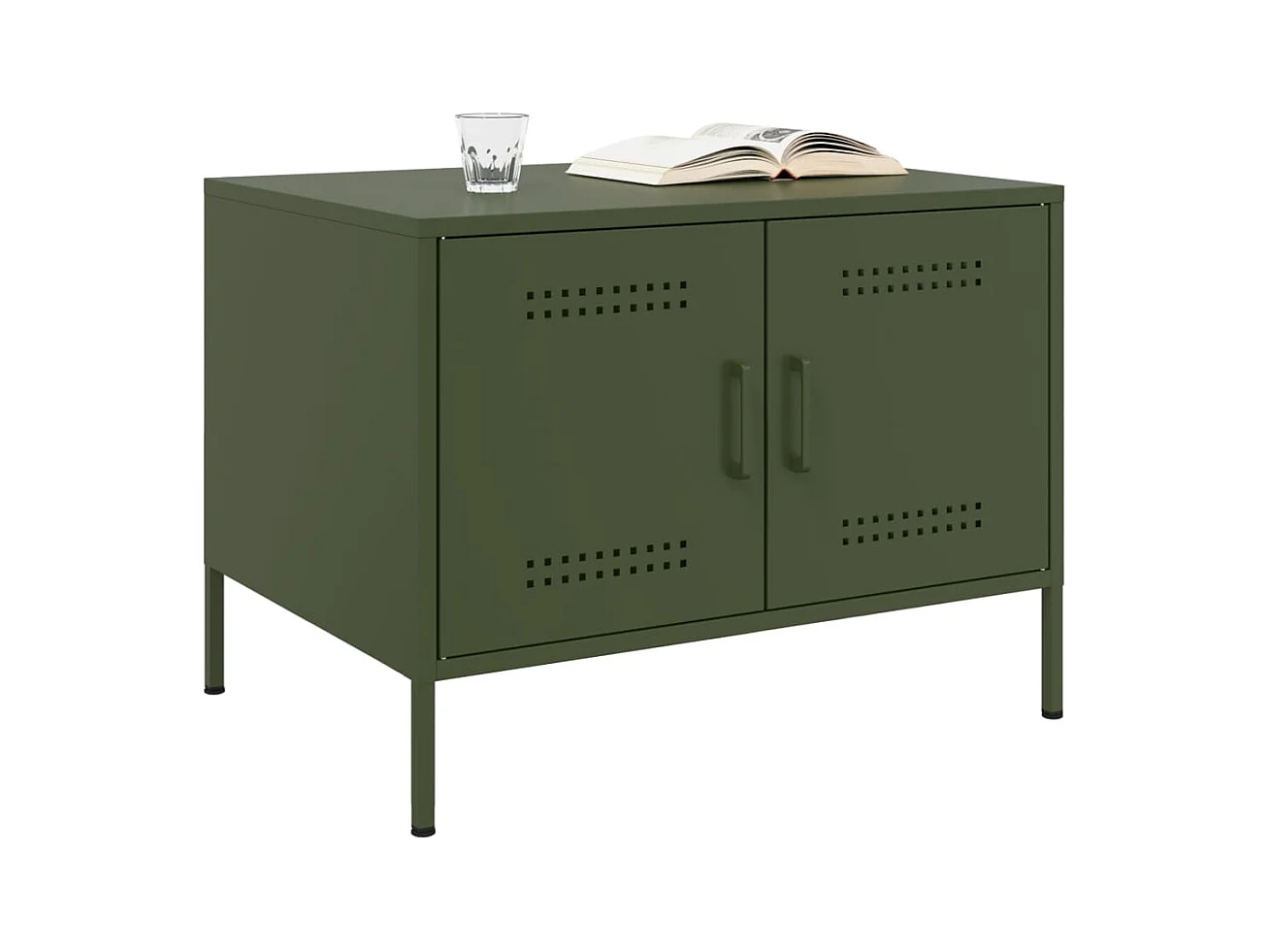 Table basse vert olive 68x50x50,5 cm acier