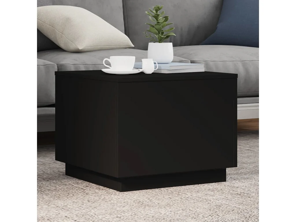 Mesa de centro com luzes LED 50x50x40 cm preto