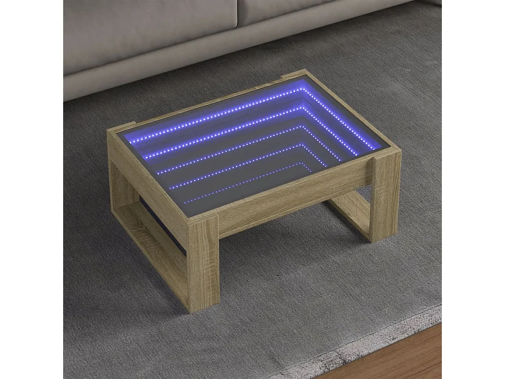 Table basse avec LED infini chêne sonoma 70x53x30 cm