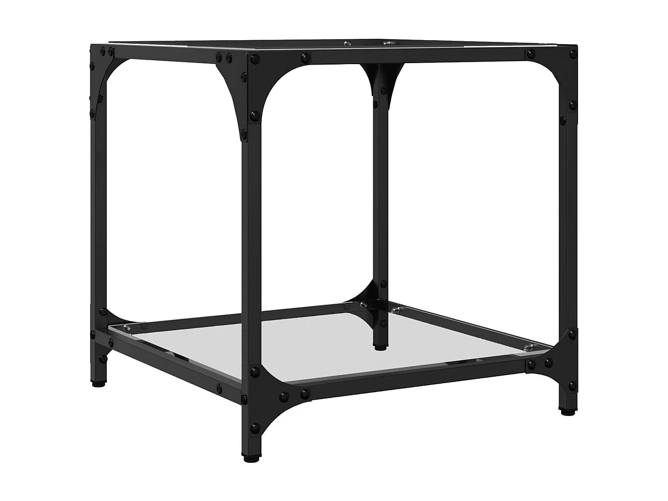 Table basse avec dessus en verre transparent 40x40x40 cm acier