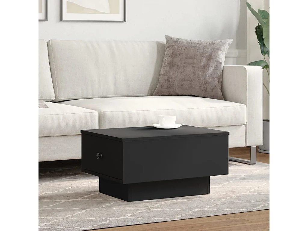 Tavolino da Salotto Nero 60x45x31 cm in Legno Multistrato