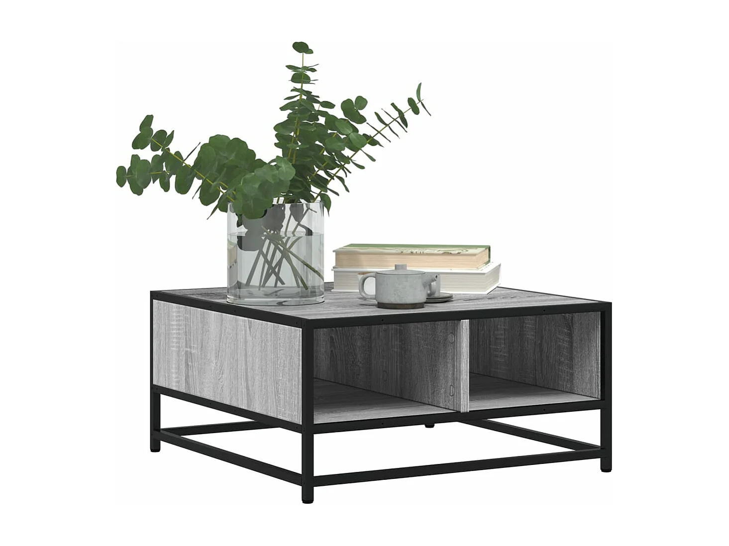 Table basse sonoma gris 60,5x60,5x30 cm bois d'ingénierie/métal