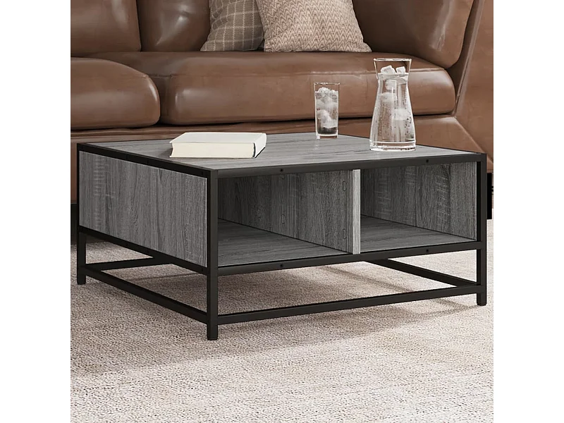 Tavolino Grigio Sonoma 60,5x60,5x30 cm in Truciolato e Metallo