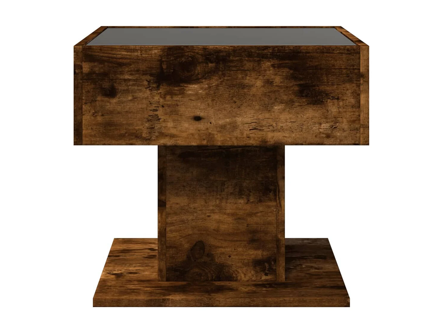 Salontafel met LED 50x50x45 cm bewerkt hout gerookt eikenkleur