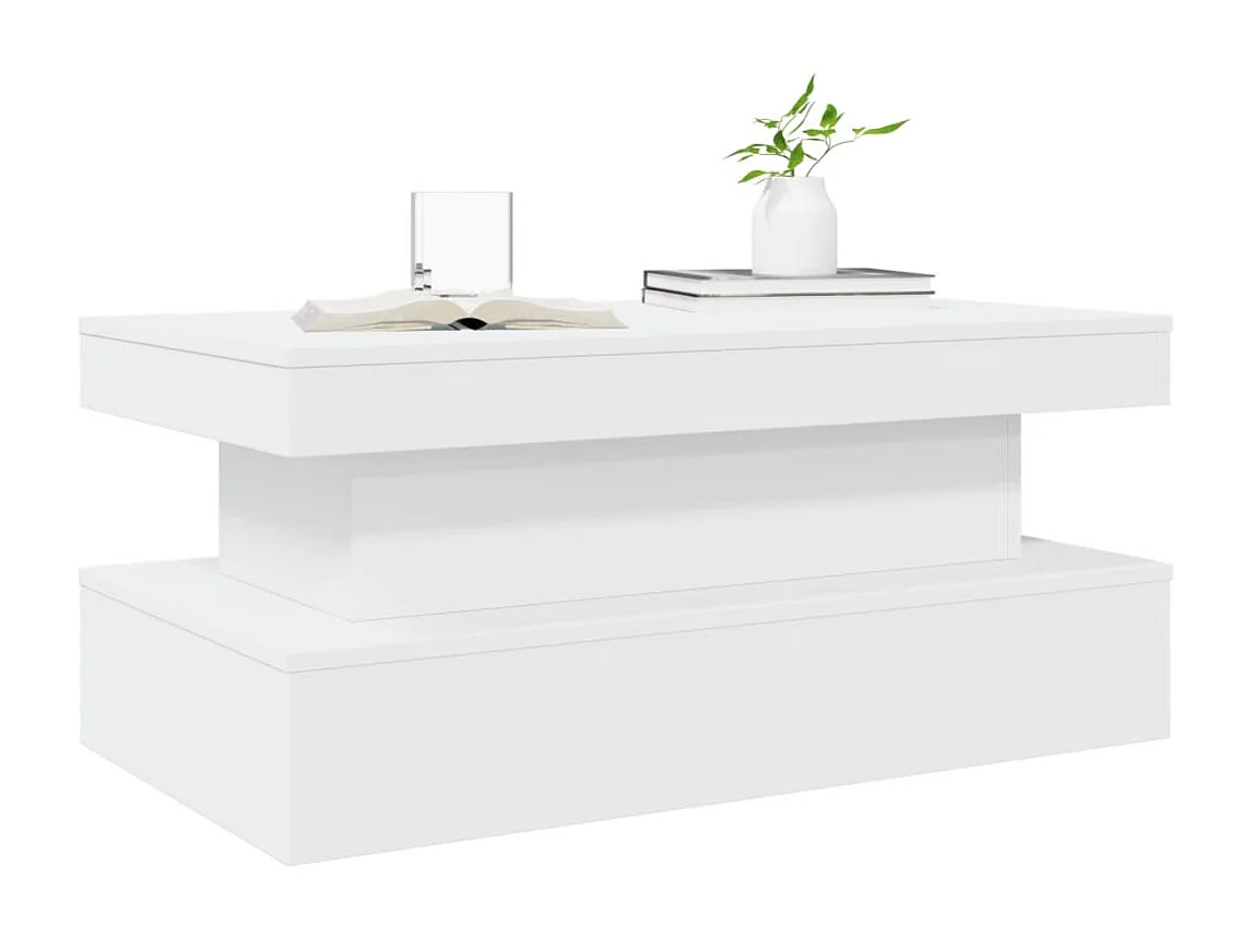 Mesa de centro com luzes LED 90x50x40 cm branco