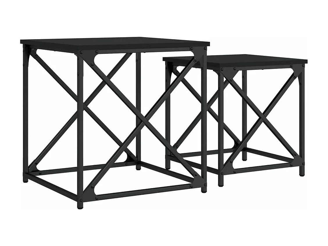 Tables basses gigognes 2 pcs noir bois d'ingénierie