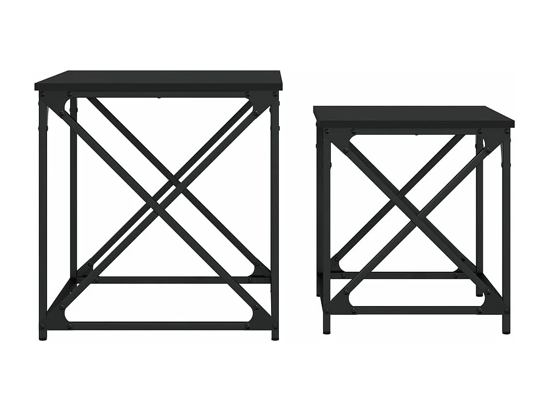 Tables basses gigognes 2 pcs noir bois d'ingénierie