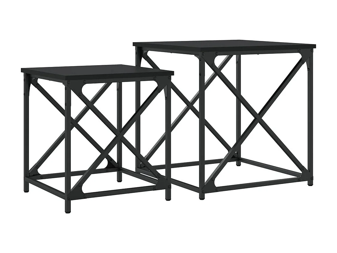 Tables basses gigognes 2 pcs noir bois d'ingénierie
