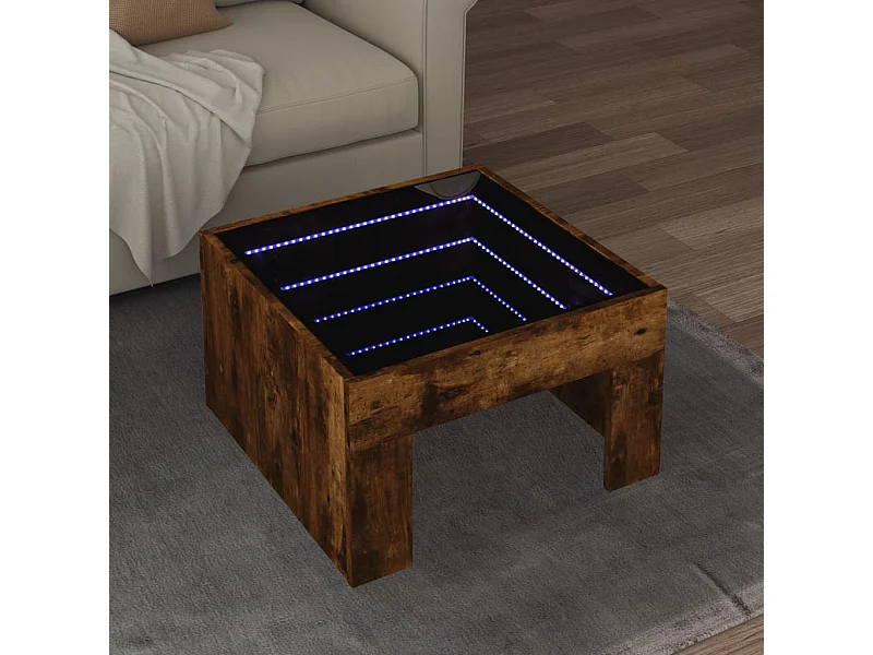 Salontafel met Infinity LED 50x50x30 cm gerookt eikenkleurig