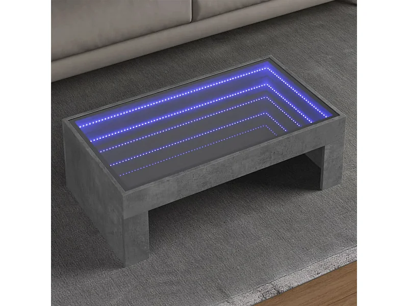 Table basse avec LED infini gris béton 90x50x30 cm