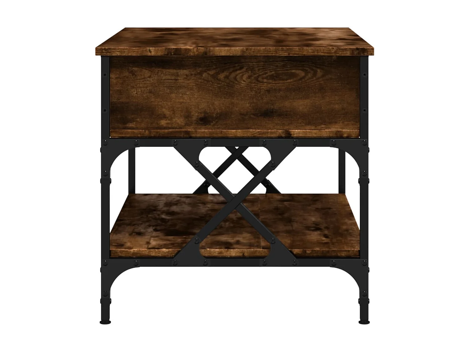 Tavolino Salotto Rovere Fumo 70x50x50 cm Multistrato e Metallo