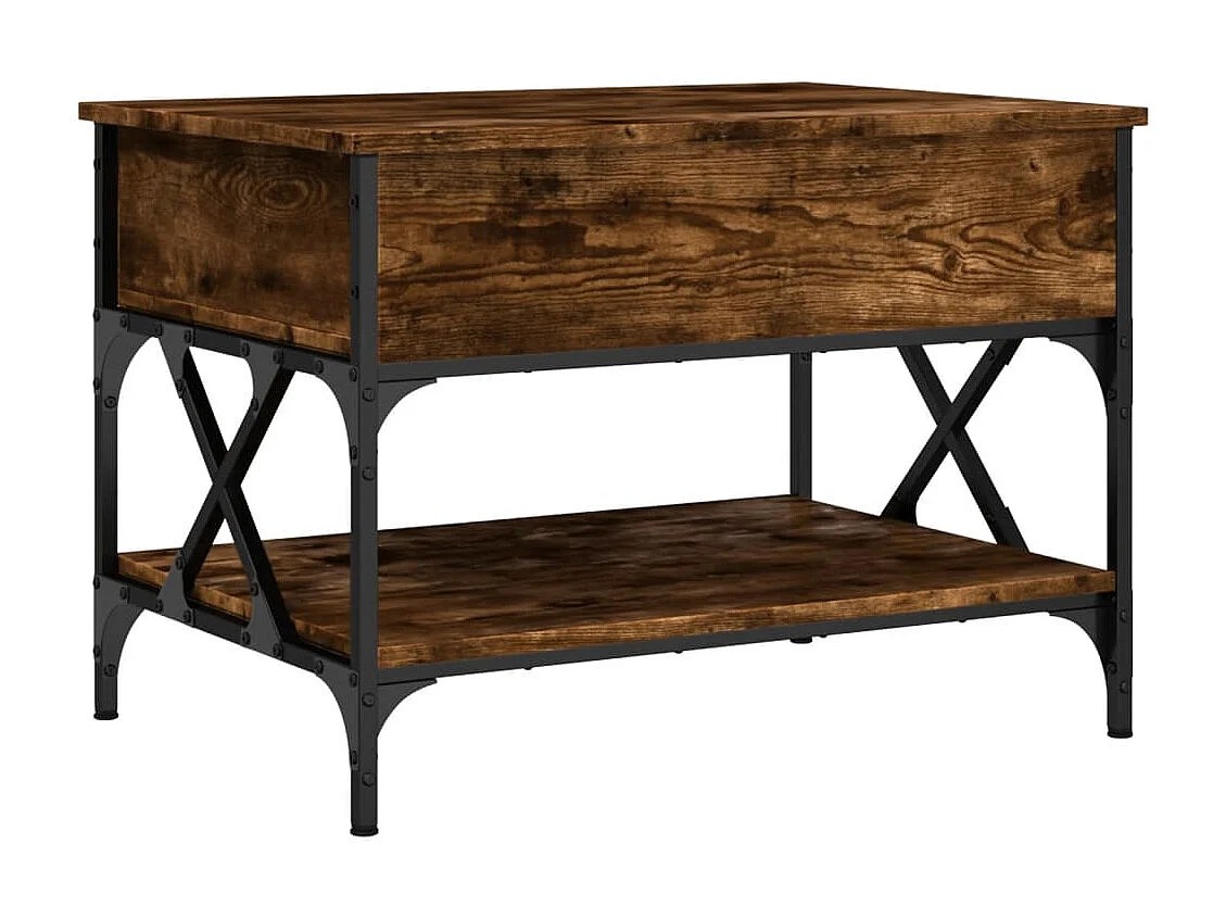 Tavolino Salotto Rovere Fumo 70x50x50 cm Multistrato e Metallo
