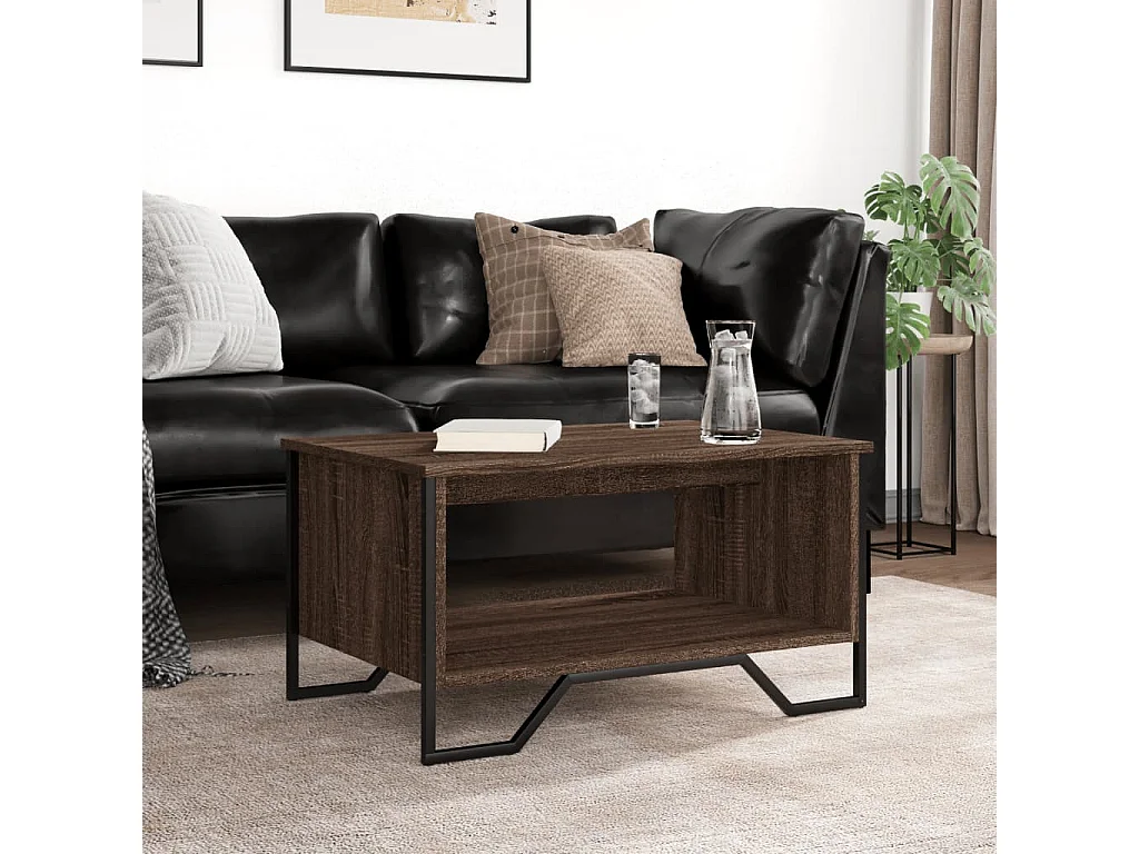 Tavolino da Salotto Rovere Marrone 75x51x40cm Legno Multistrato