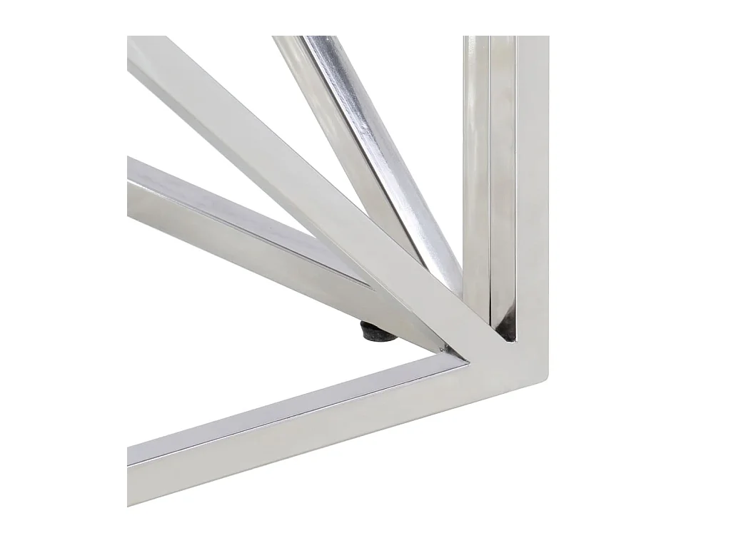 Tavolino Salotto Argento Acciaio Inossidabile Vetro Temperato