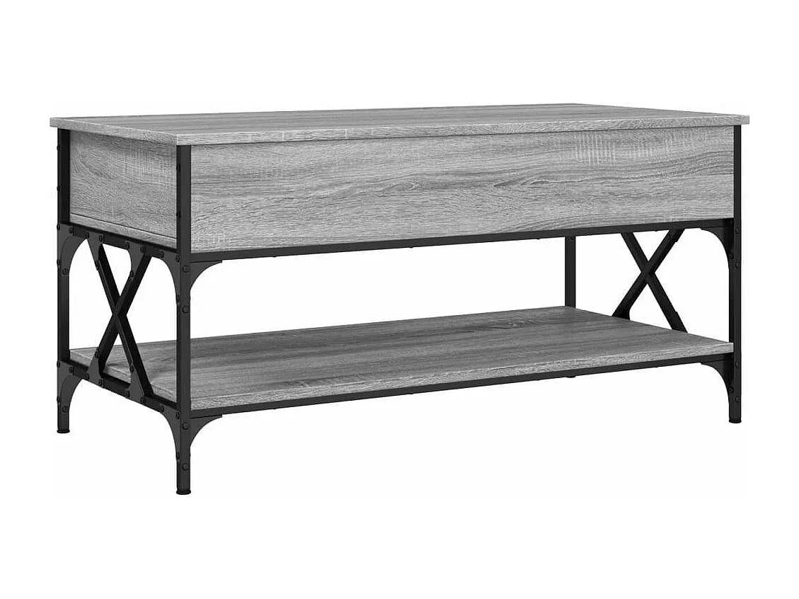 Table basse sonoma gris 100x50x50 cm bois d'ingénierie et métal