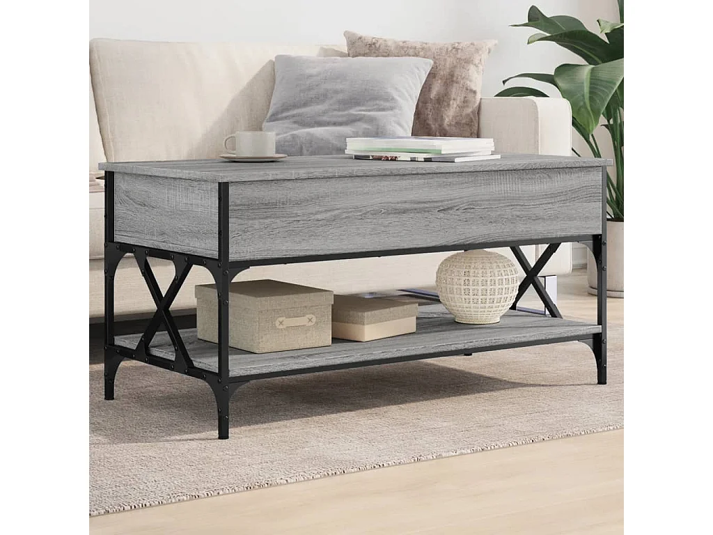Table basse sonoma gris 100x50x50 cm bois d'ingénierie et métal