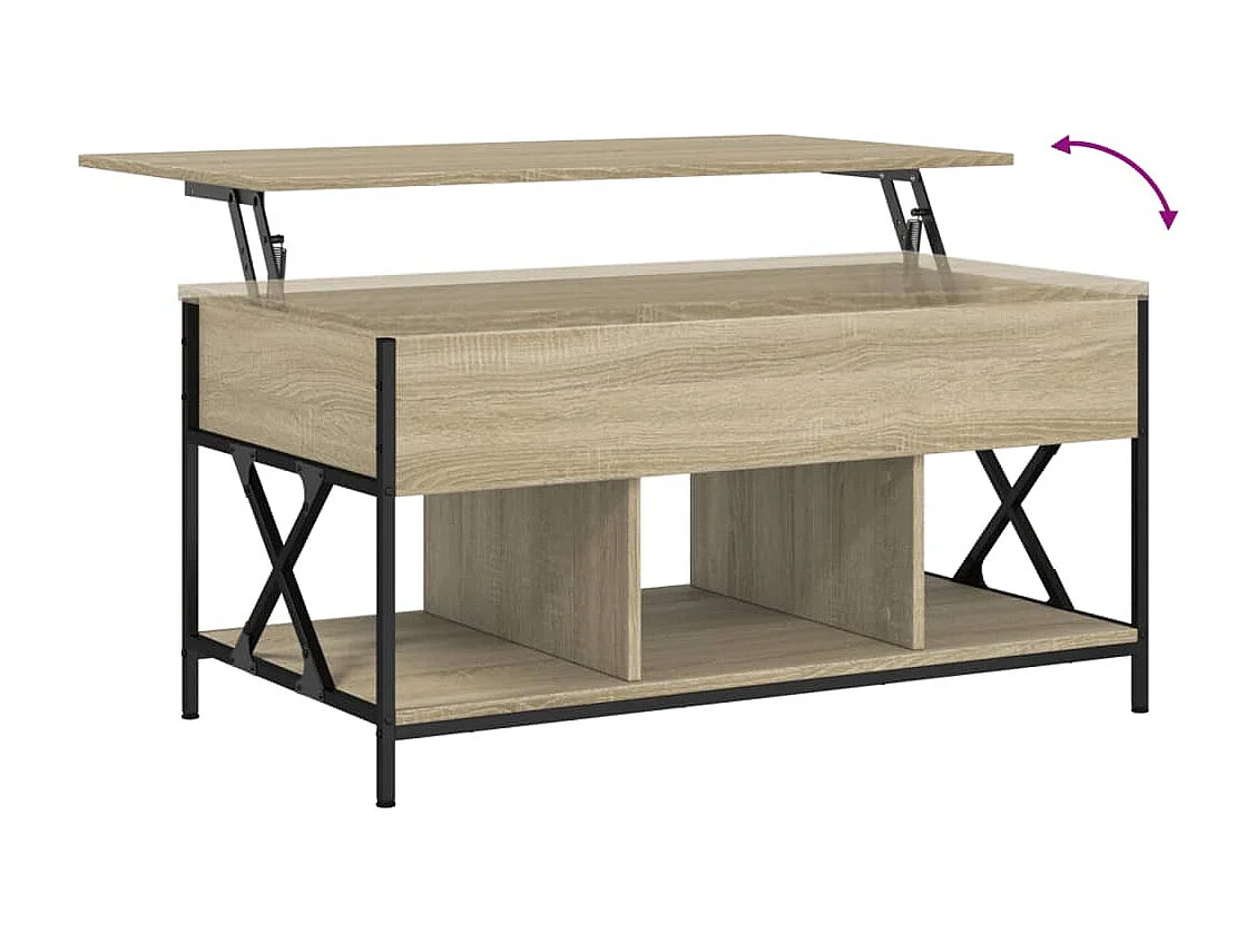 Tavolino Salotto Rovere Sonoma 100x55x50 cm Multistrato Metallo