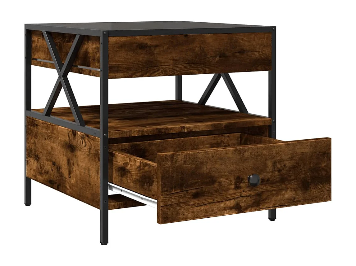 Mesa de centro luzes LED Infinity 50x50x51 cm carvalho fumado