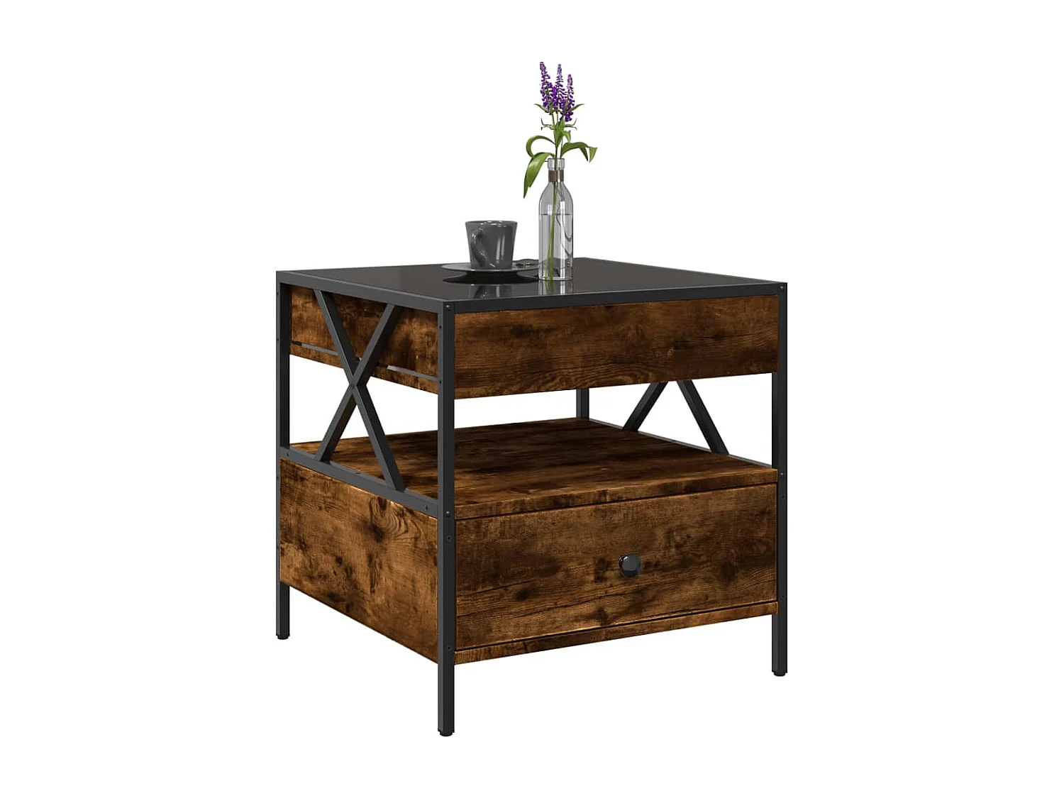 Table basse avec LED Infinity chêne fumé 50x50x51 cm