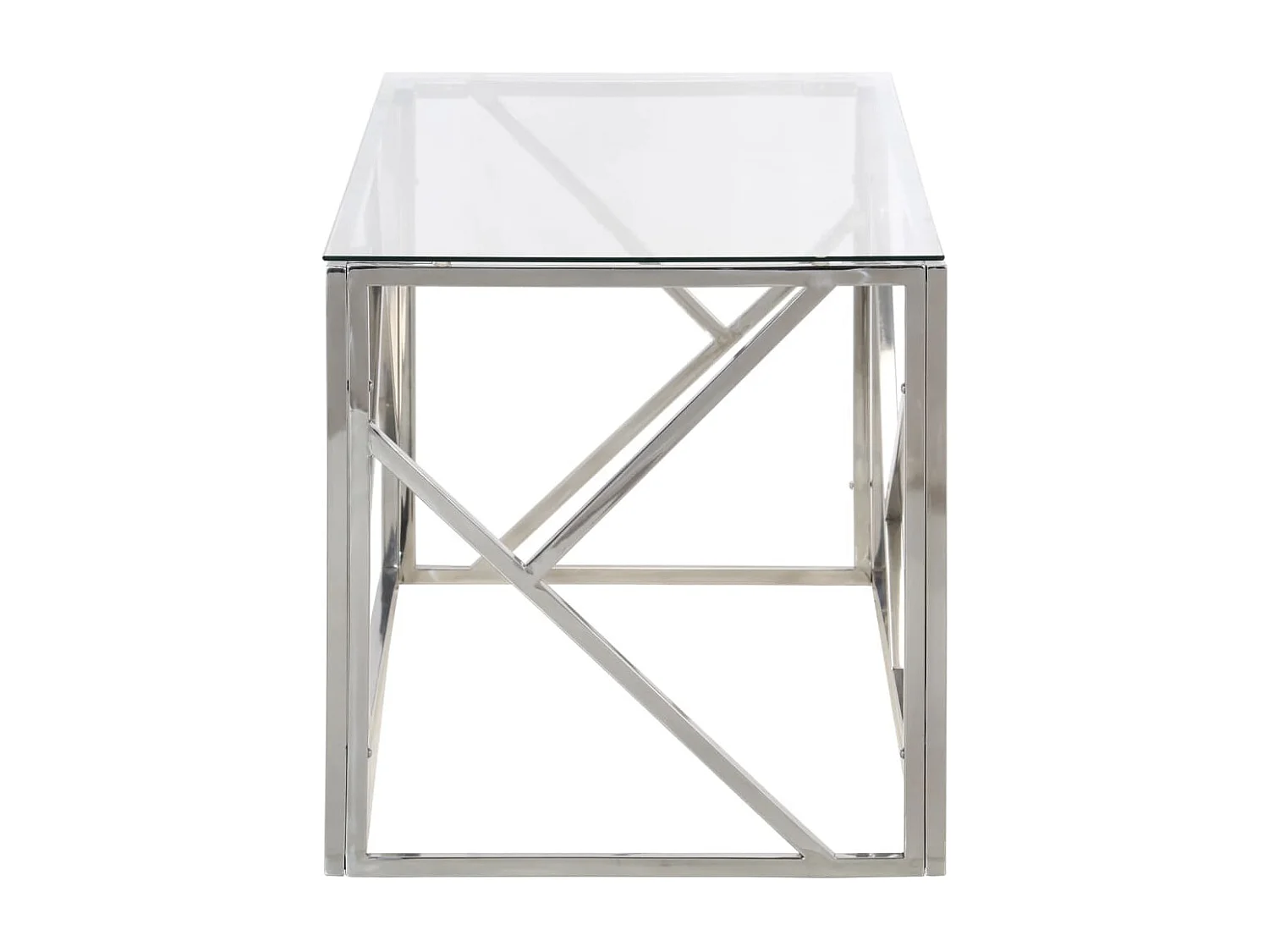 Salontafel roestvrijstaal en gehard glas zilverkleurig