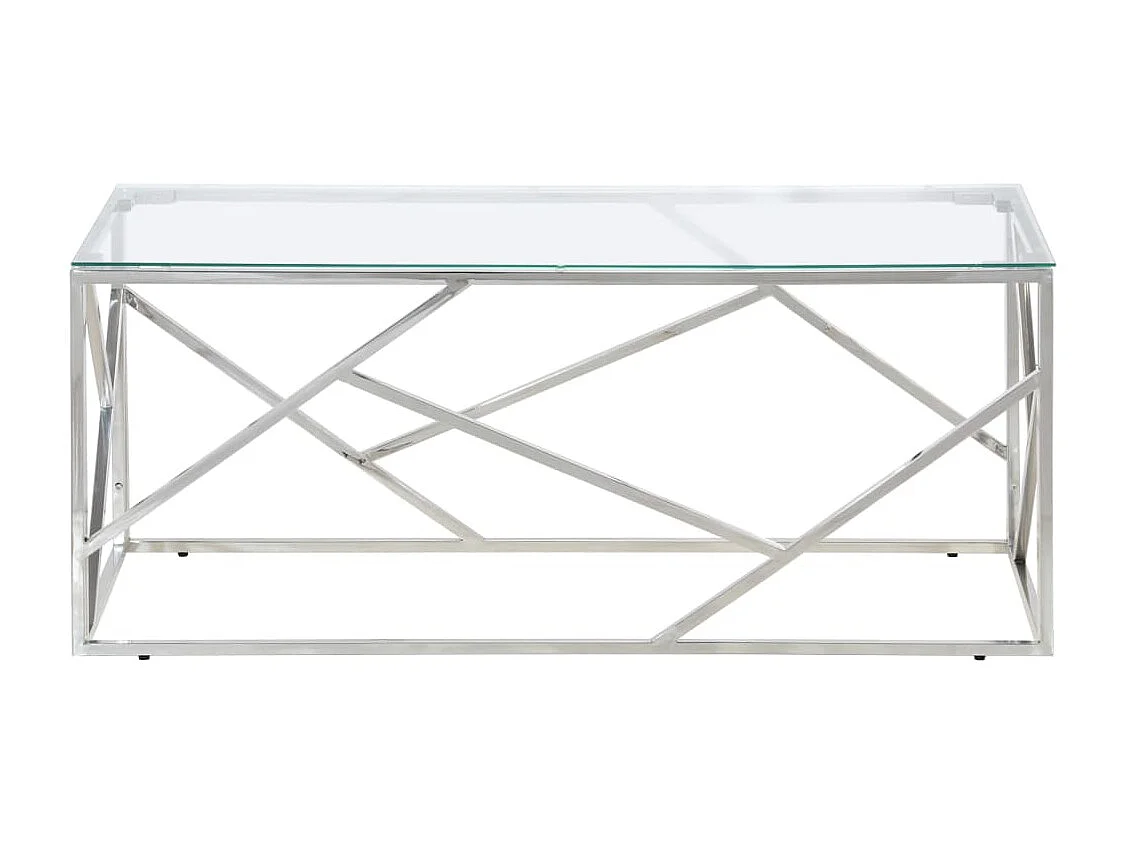 Salontafel roestvrijstaal en gehard glas zilverkleurig
