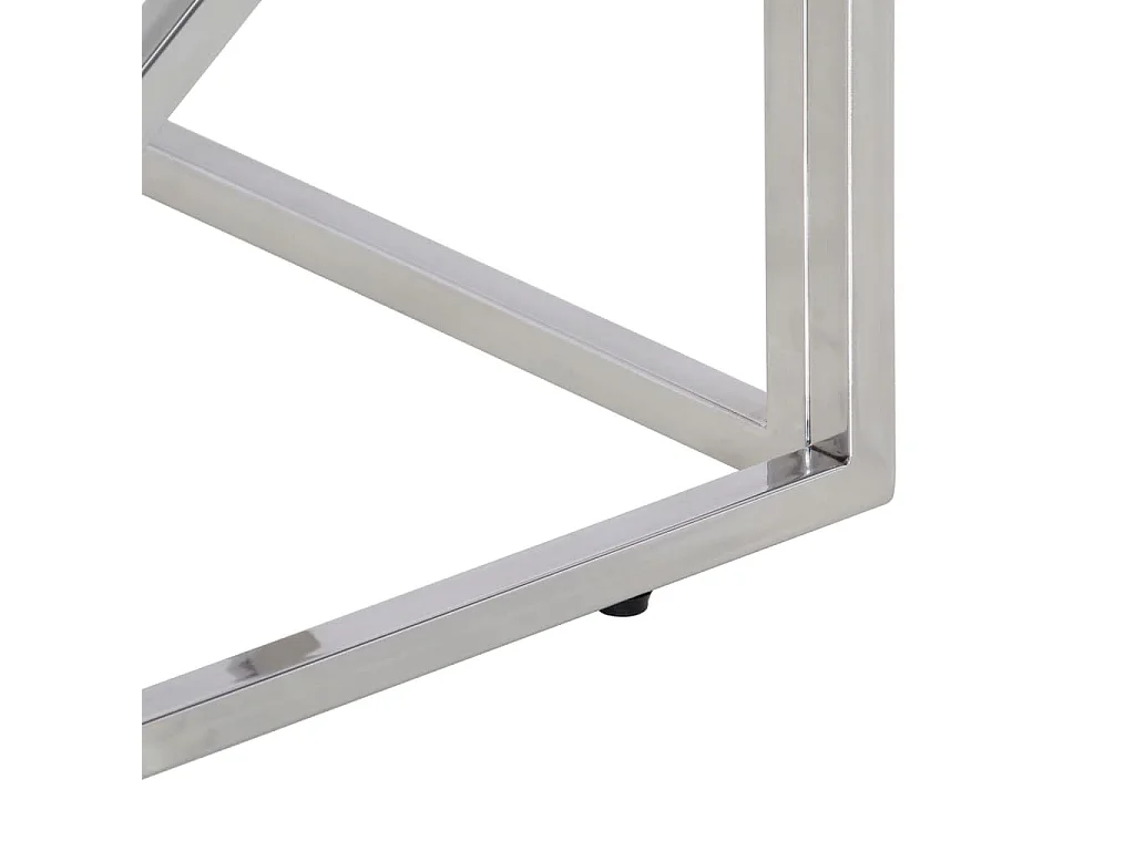 Salontafel roestvrijstaal en gehard glas zilverkleurig