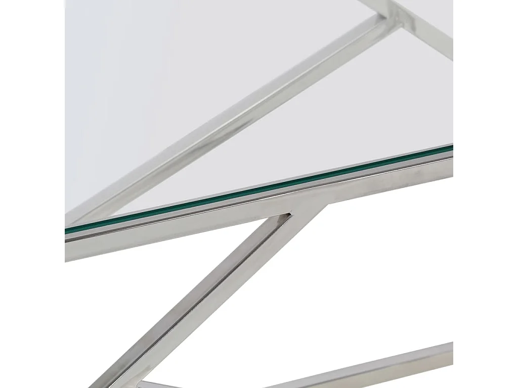 Salontafel roestvrijstaal en gehard glas zilverkleurig