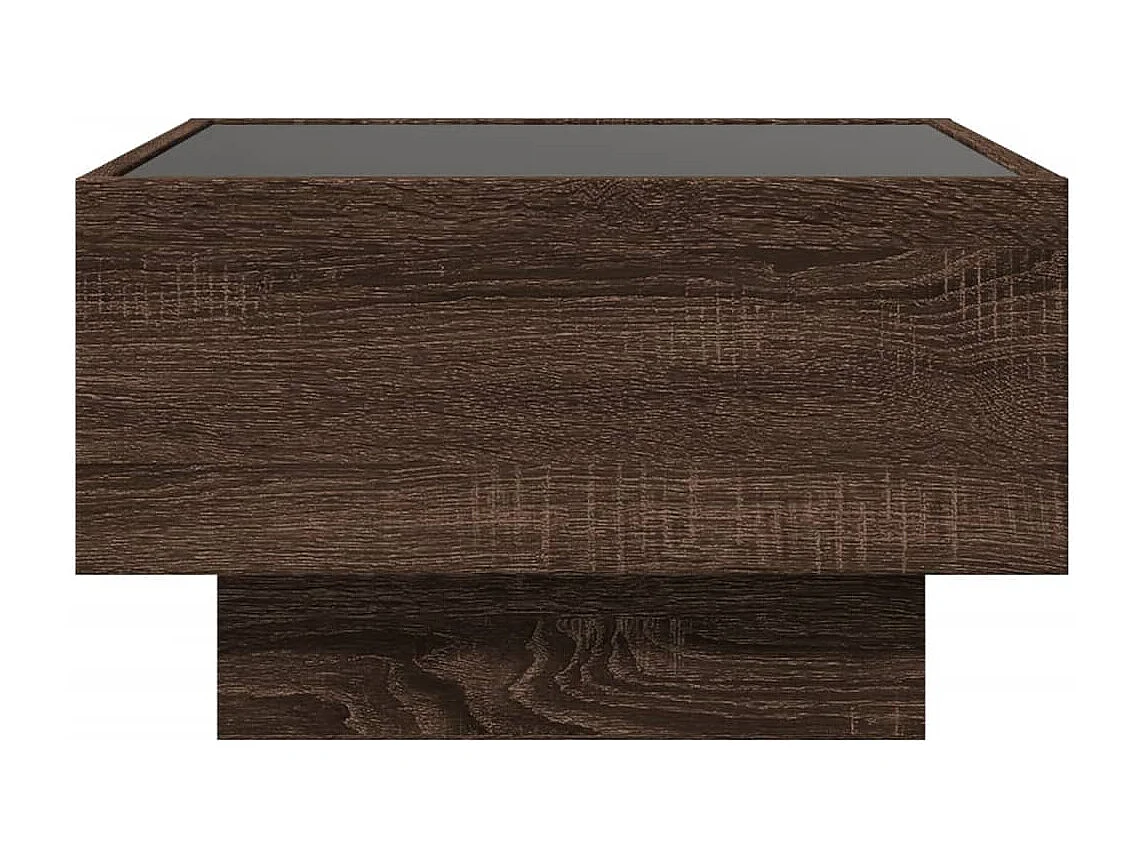 Tavolino Salotto con LED Rovere Marrone 50x50x30 cm Multistrato
