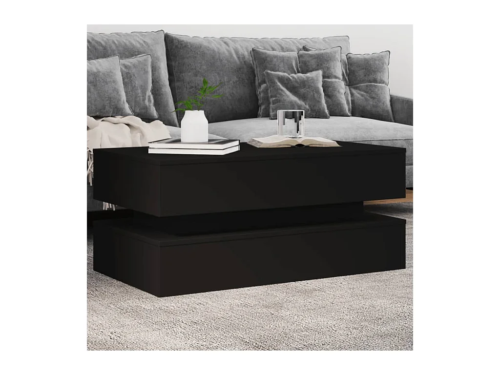 Salontafel met LED-verlichting 90x50x40 cm zwart