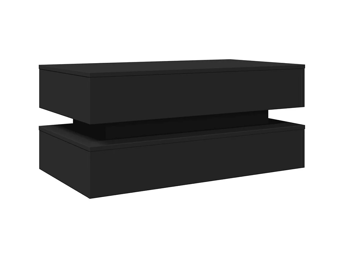Table basse avec lumières LED noir 90x50x40 cm