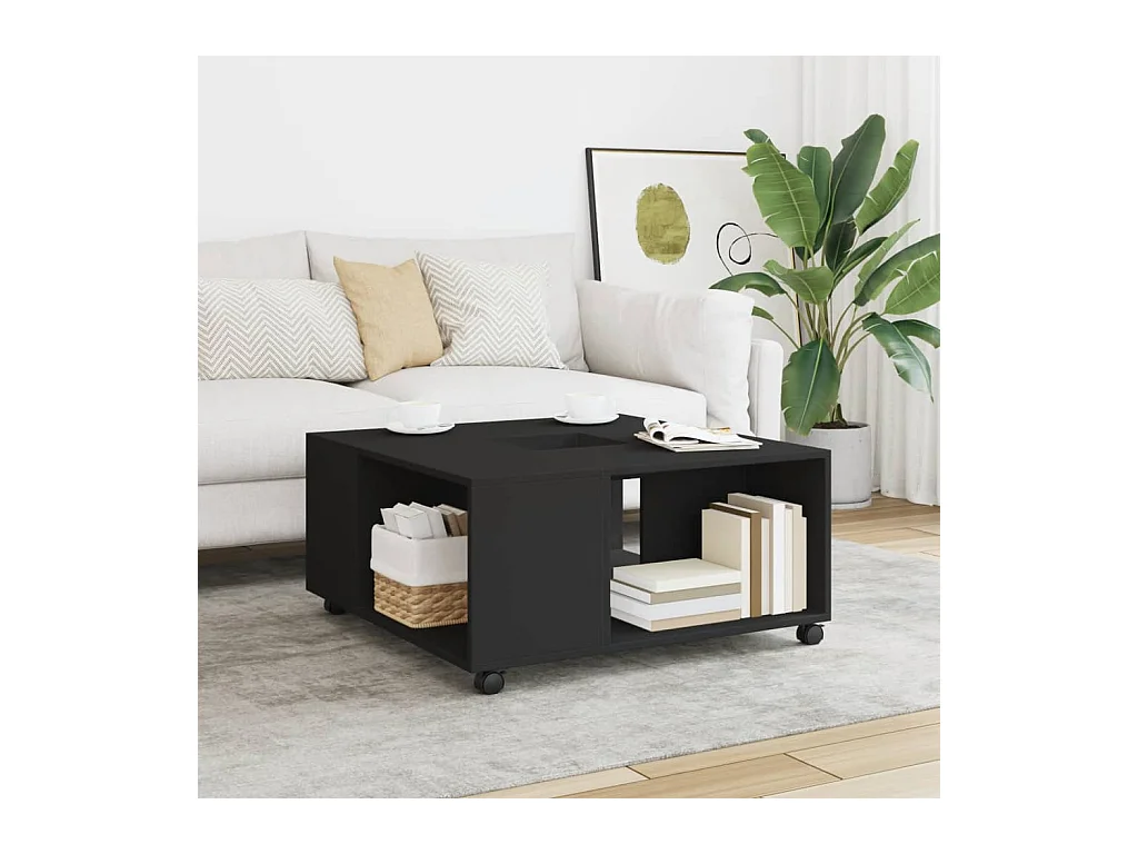Tavolino da Salotto Nero 80x80x40 cm in Legno Multistrato
