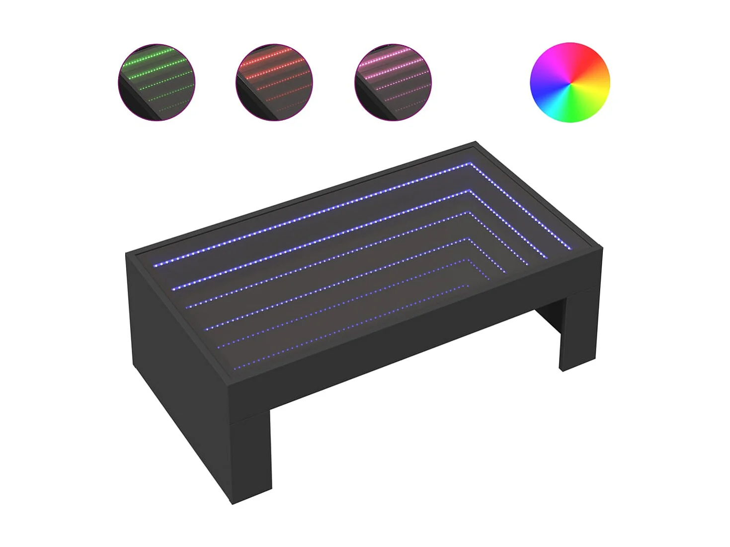 Table basse avec LED infini noir 90x50x30 cm