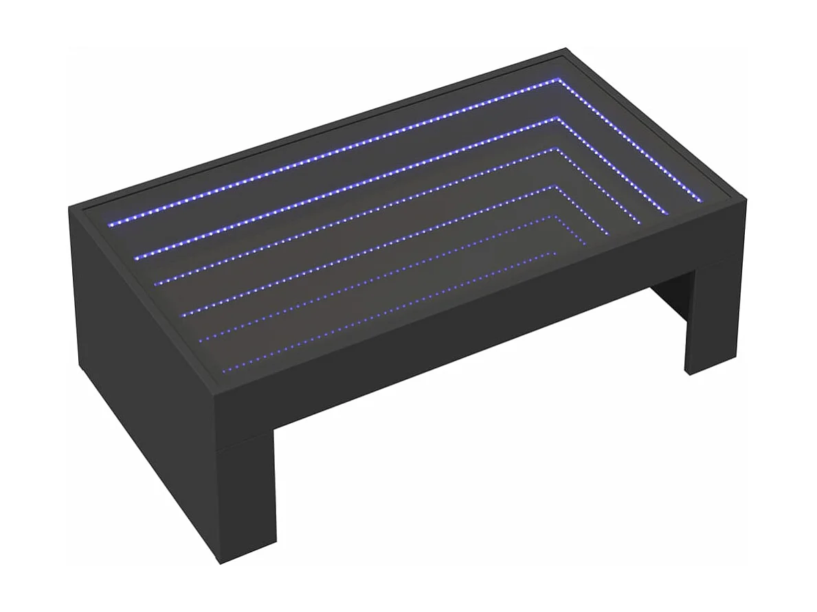 Table basse avec LED infini noir 90x50x30 cm