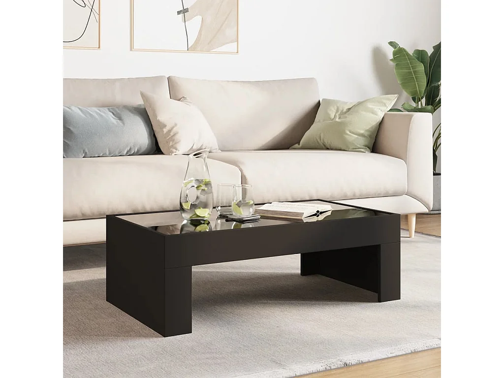 Table basse avec LED infini noir 90x50x30 cm