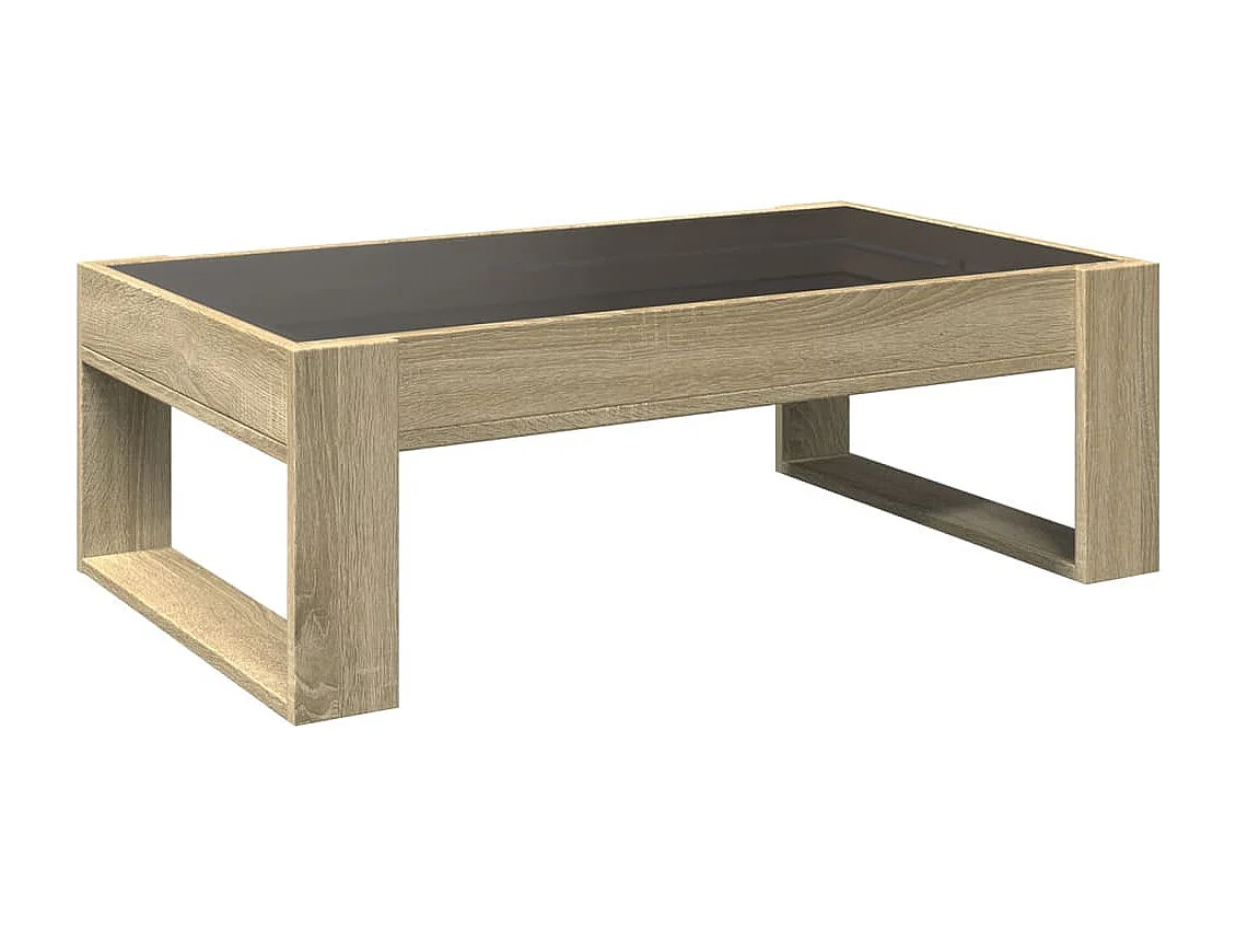 Tavolino da Salotto con LED Infinity Rovere Sonoma 90x53x30 cm