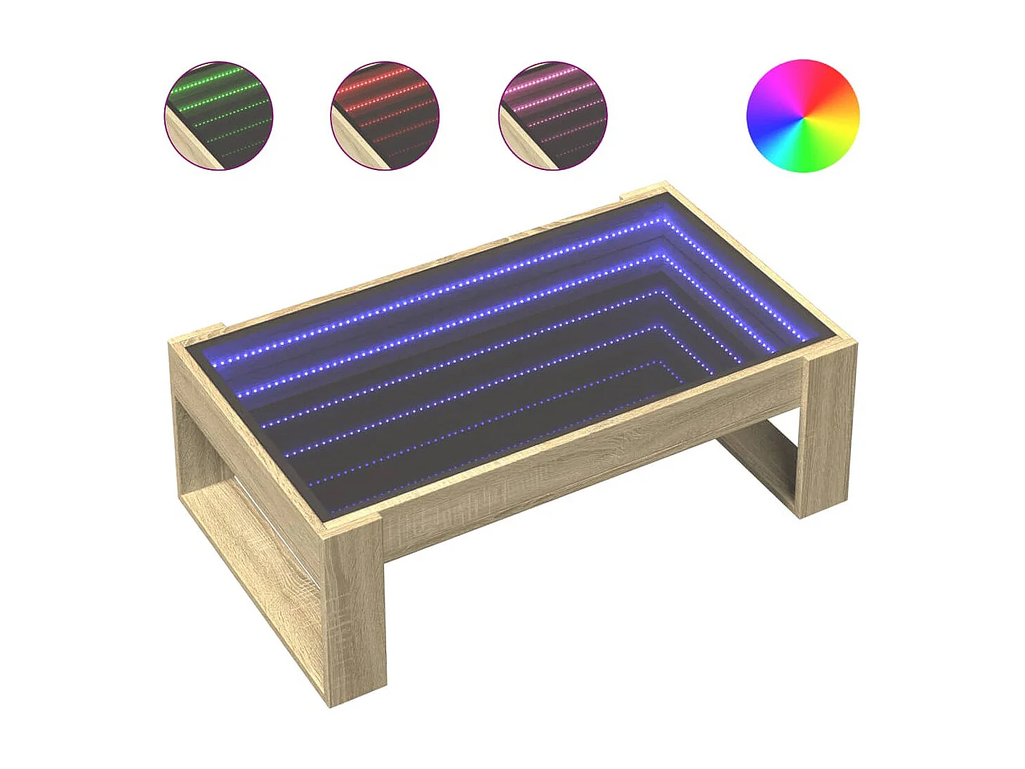 Tavolino da Salotto con LED Infinity Rovere Sonoma 90x53x30 cm