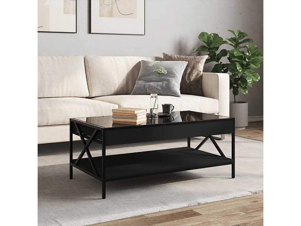 Table basse avec LED infini noir 90x50x38 cm