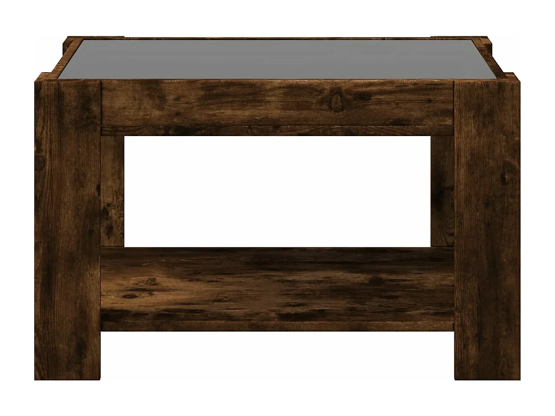 Tavolino Salotto con LED Rovere Fumo 73x53x45 cm Multistrato