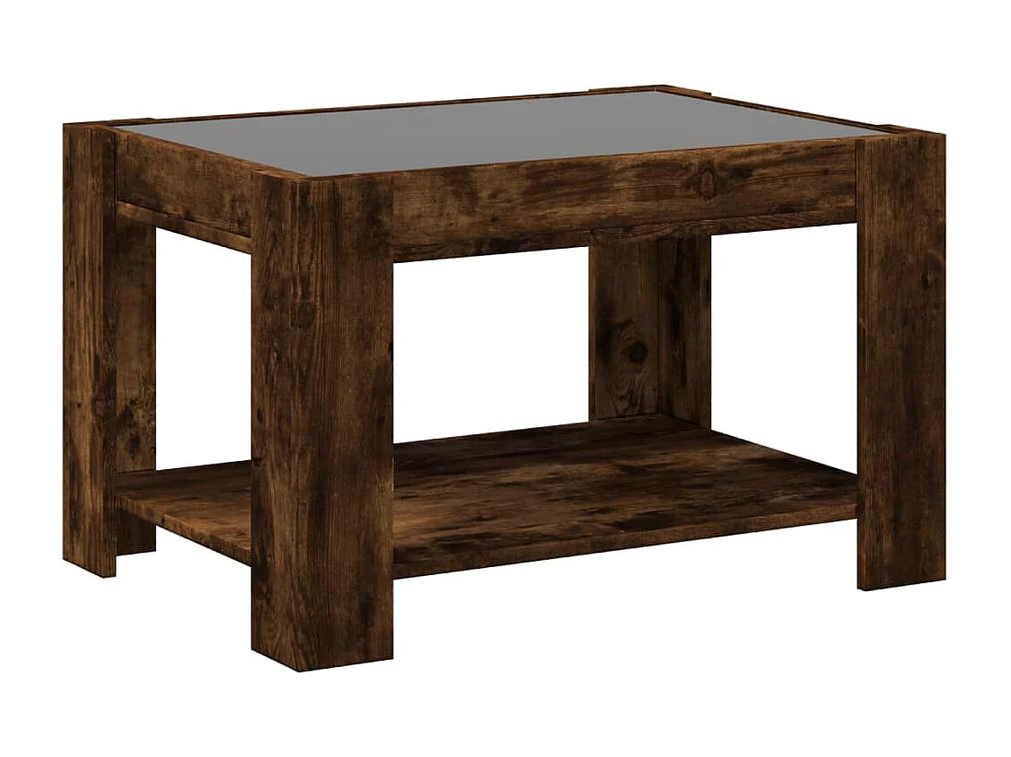 Table basse avec LED chêne fumé 73x53x45 cm bois d'ingénierie