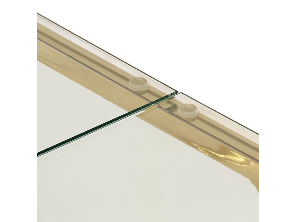 Table basse doré acier inoxydable et verre trempé