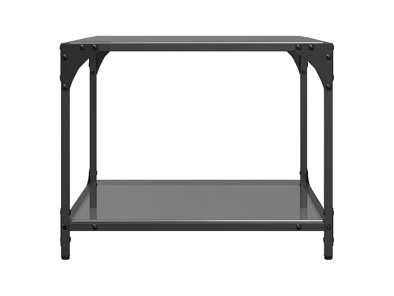 Salontafels 2 st met zwart glazen blad 50x50x40 cm staal