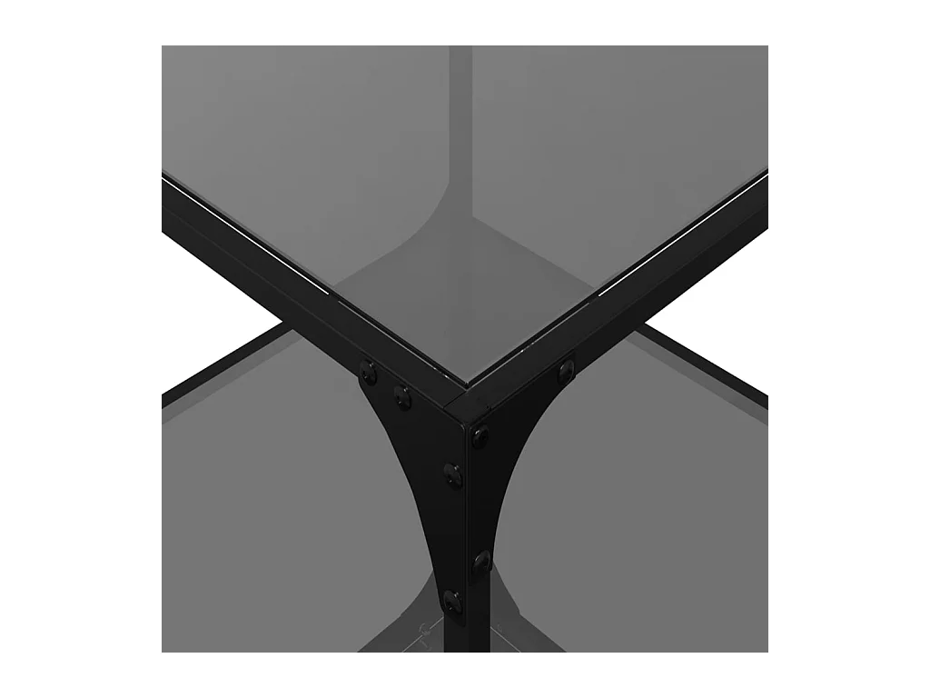 Salontafels 2 st met zwart glazen blad 50x50x40 cm staal