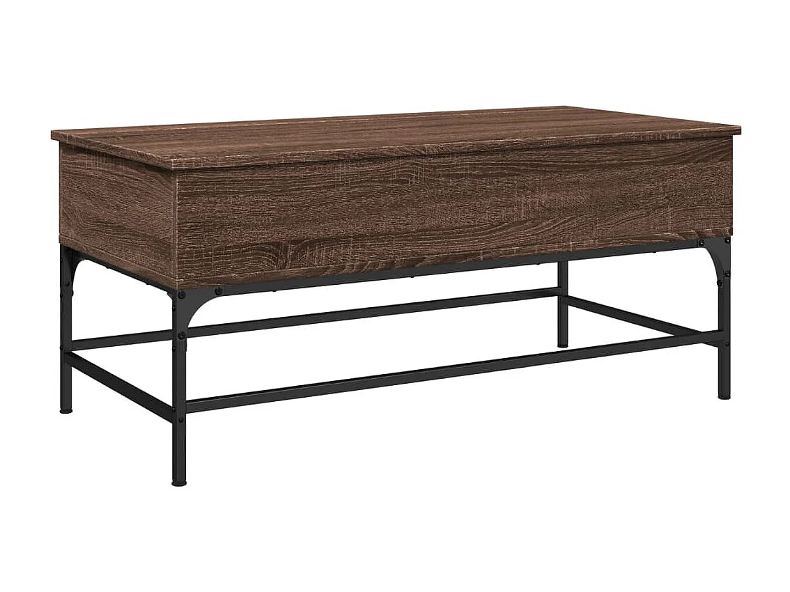 Table basse chêne marron 100x50x45cm bois d'ingénierie et métal