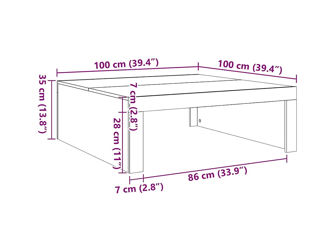 Tavolino da Salotto Bianco 100x100x35 cm Truciolato