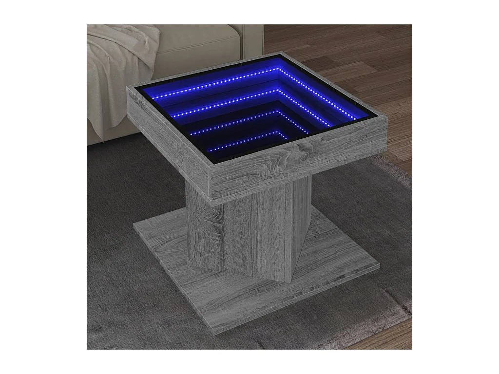 Tavolino Salotto con LED Grigio Sonoma 50x50x45 cm Multistrato