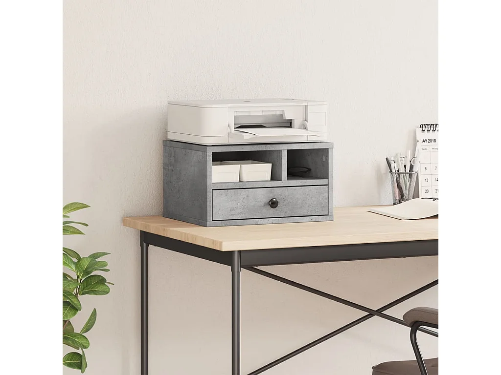 Soporte para impresora gris hormigón 40x32x22,5 cm madera contrachapada