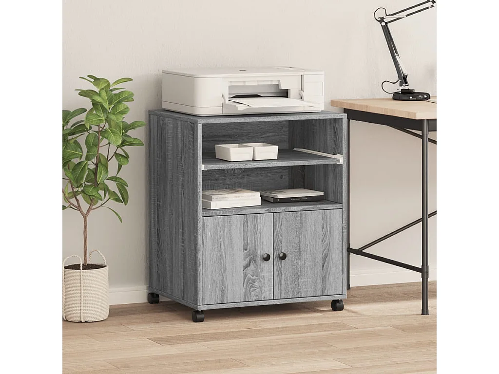 Soporte para impresora con ruedas sonoma gris 60x48x74 cm